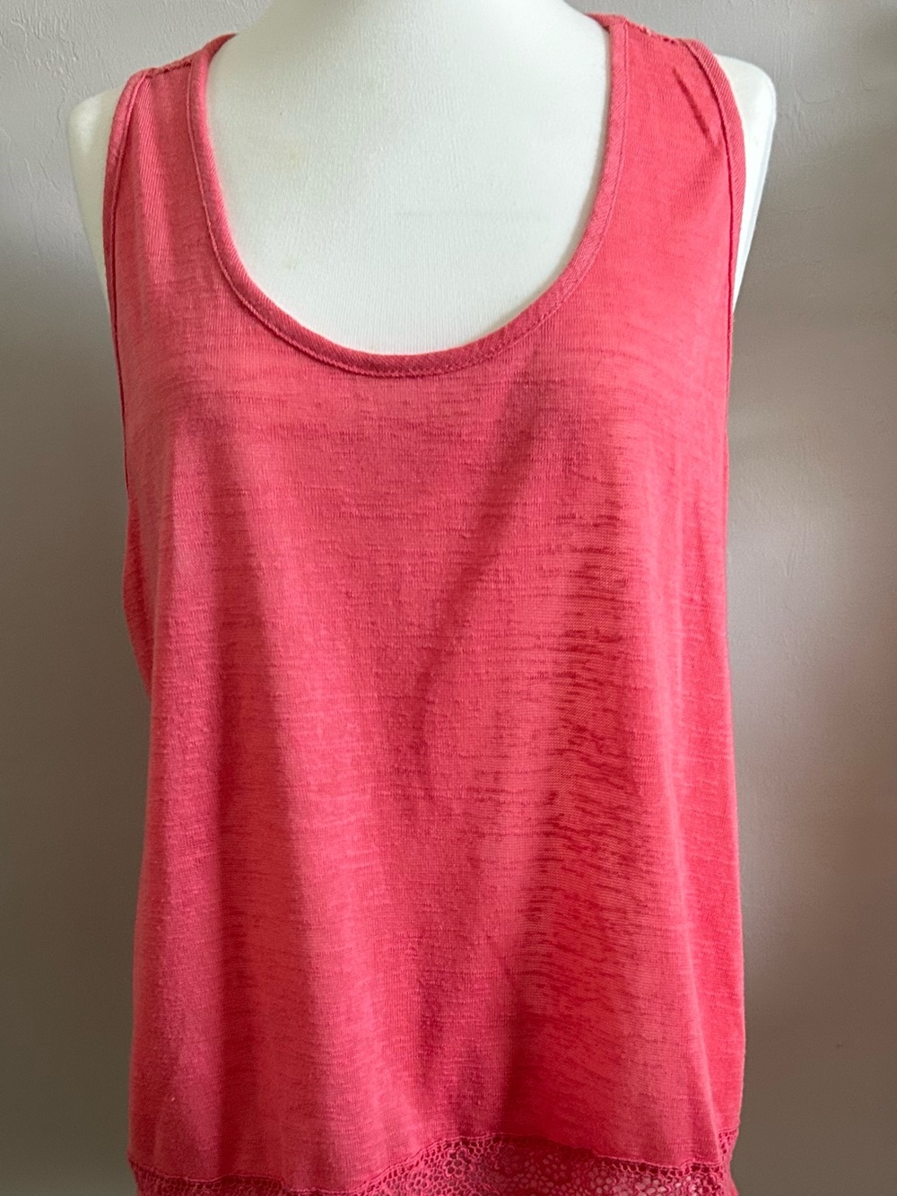 No Boundaries Women's Juniors Coral Crochet Detailing Racerback Tank Top Sz XL